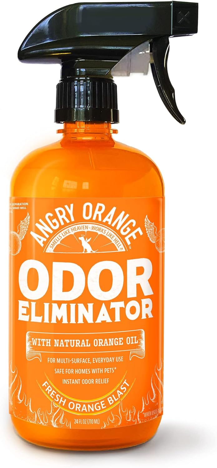 Pet Odor Eliminator for Dog and Cat Urine, Carpet Stains, and Strong Smells – Citrus Cleaner with Natural Orange Oil – 24 Oz