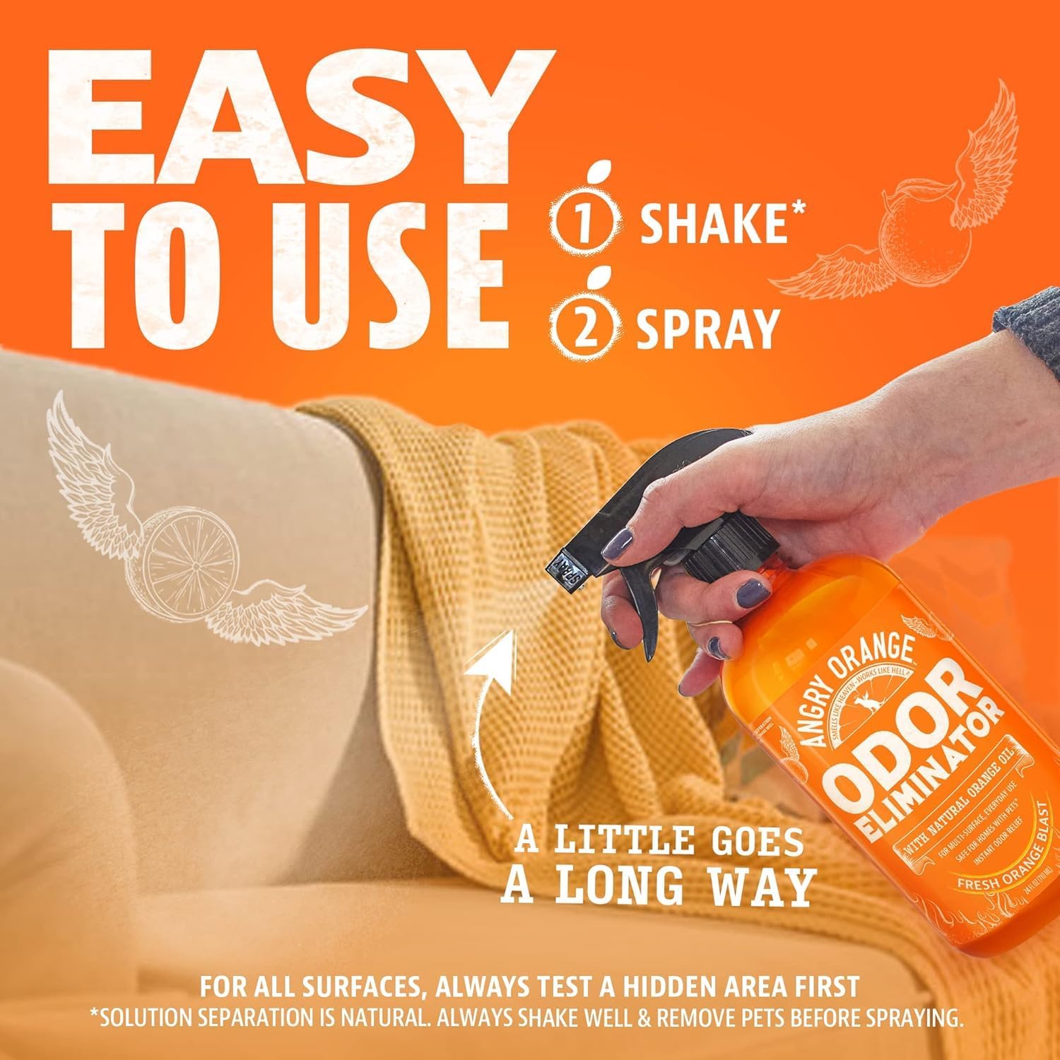 Pet Odor Eliminator for Dog and Cat Urine, Carpet Stains, and Strong Smells – Citrus Cleaner with Natural Orange Oil – 24 Oz