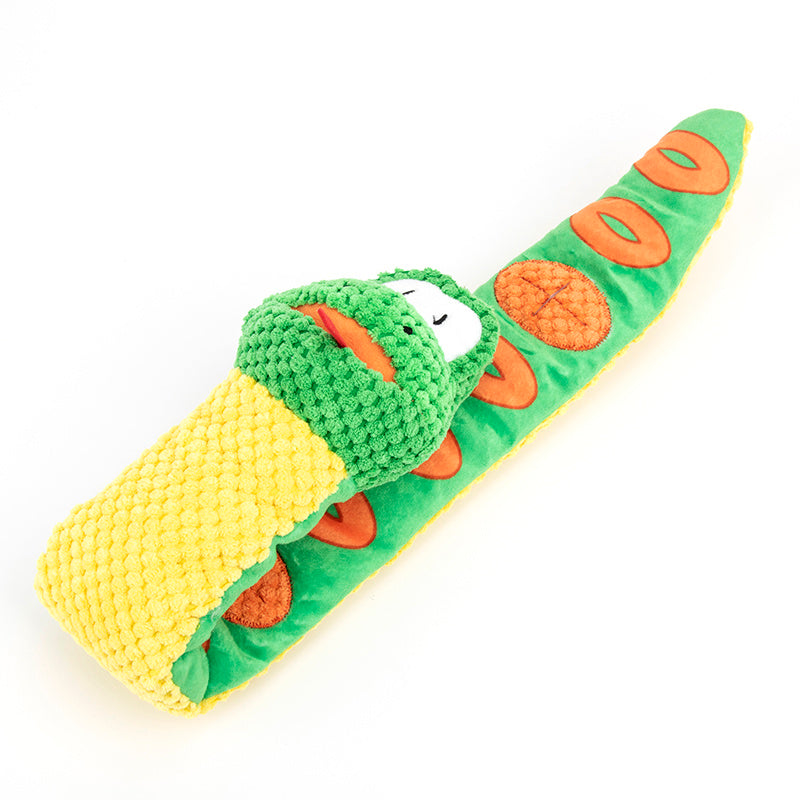 Snake Snuffle Toy for dogs, Polar Fleece fabric, 60x7.5cm, plush puzzle training mat for foraging and stress relief.
