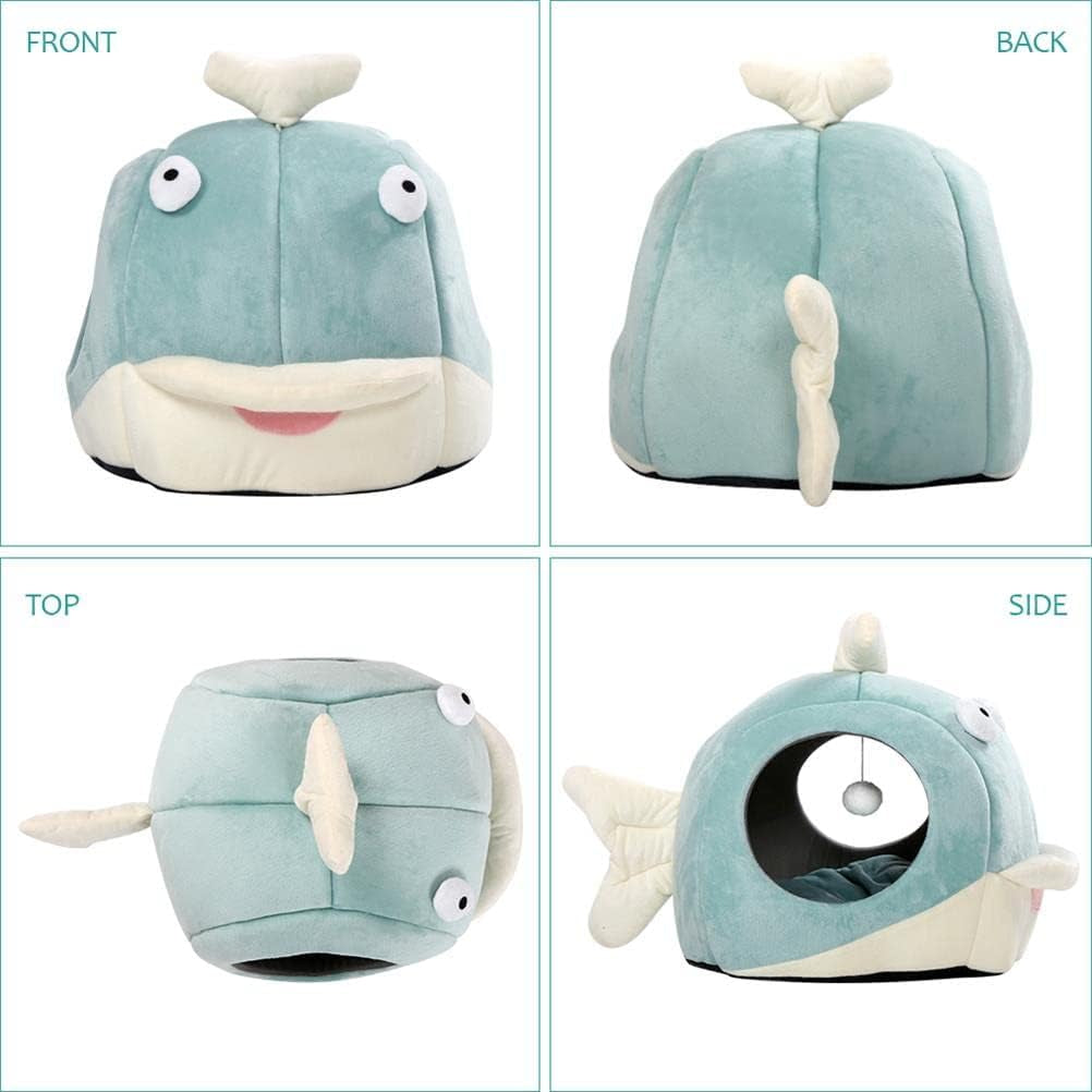 Cat Beds for Indoor Cats - Cat Bed Cave with Removable Washable Cushioned Pillow, Calming Cozy Soft Cat Cave, Cute Friendly Dolphin Cat Houses for Indoor Cats No Deformation Pet Bed, M