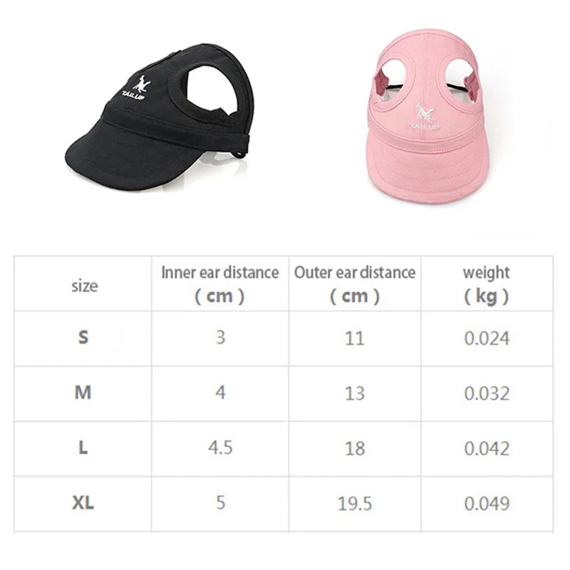 Dog Cap Adjustable Puppy Baseball Hat With Ear Holes Outdoor Sports Pet Sunhat Chihuahua French Bulldog Visor Hat Pet Supplies