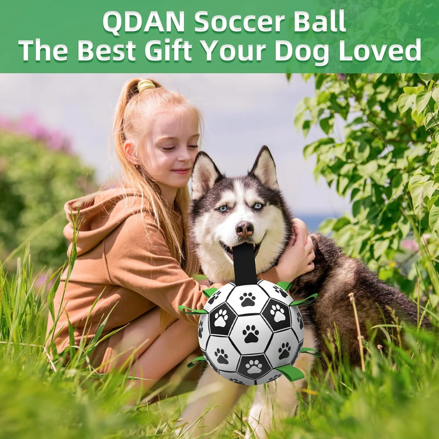 Dependable and resilient Large Soccer Ball Toy with Tough Durable Straps - Perfect for Energetic Big Dogs - Distinctive Combat D