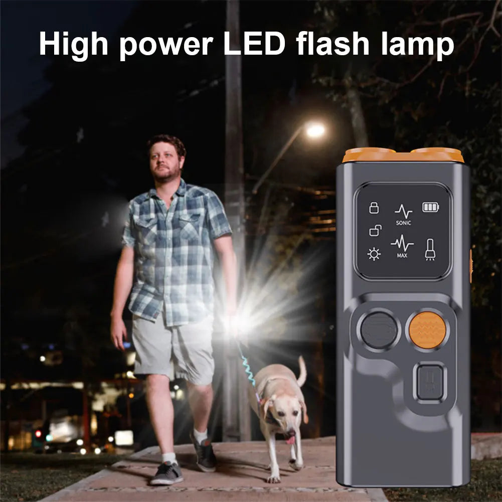 Rechargeable Ultrasonic Dog Repeller with LED Flashlight for Effective Bark Deterrent and Dog Training