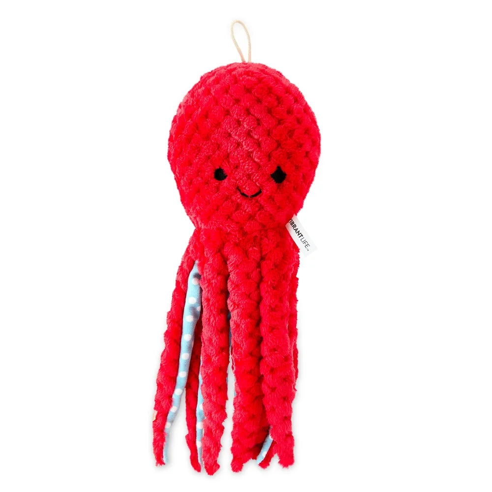 Durable Plush Dog Toy Octopus with Squeaker Crinkle Paper Fun Interactive Fetch Toy Medium Dogs