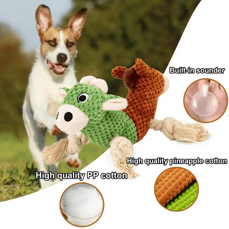 Cotton Rope Dog Chew Toy Pet Puppy Double Headed Tugging Cotton Toy Bull-Horse Head Figure For Small To Large Dogs Teeth