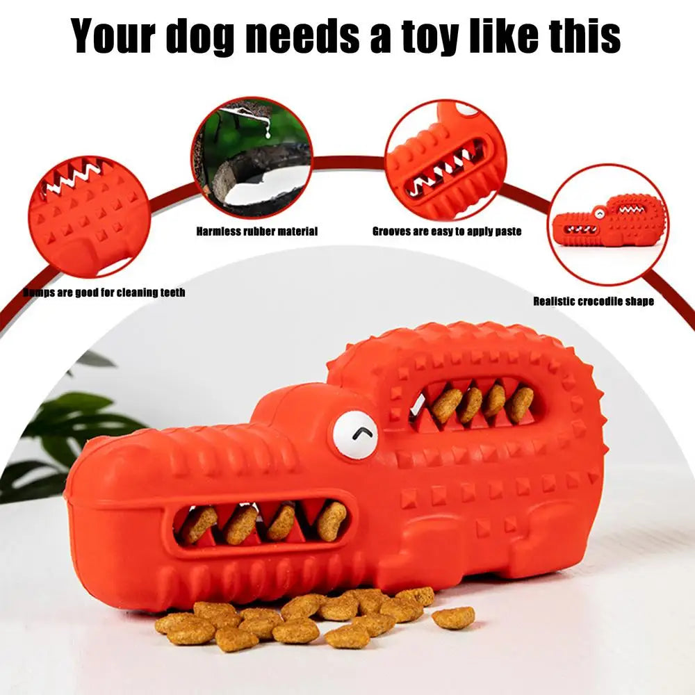 Dog Durable Chew Interactive Toy Rubber Alligator Tooth Cleaning Point Massage Pet Toothbrush Molar Pet Supplies with Squeaker