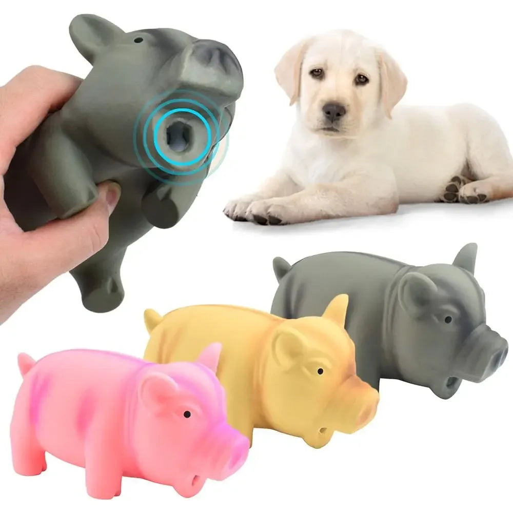 1PC Cute Rubber Sound Pig Grunting Squeak Latex Pet Chew Toys for Dog Squeaker Chew Training Puppy Supplies Pet Products