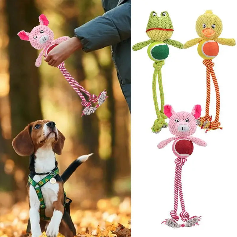 Dog Chew Toys Rope Toys Built-in Sound Dog Stuffed Toys Dog Plush Toy Bite-Resistant Squeaky Toys For Fun & Training