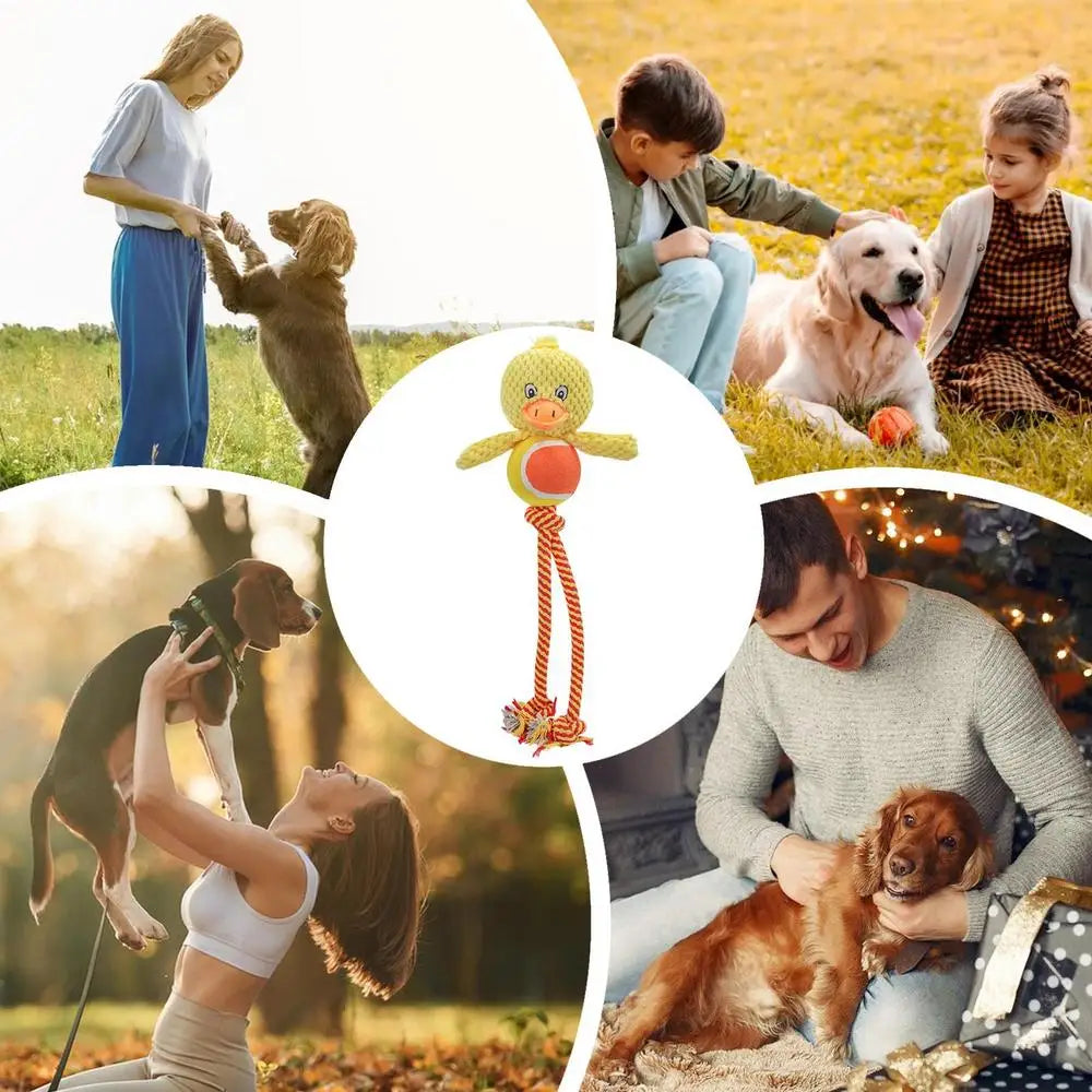 Dog Chew Toys Rope Toys Built-in Sound Dog Stuffed Toys Dog Plush Toy Bite-Resistant Squeaky Toys For Fun & Training