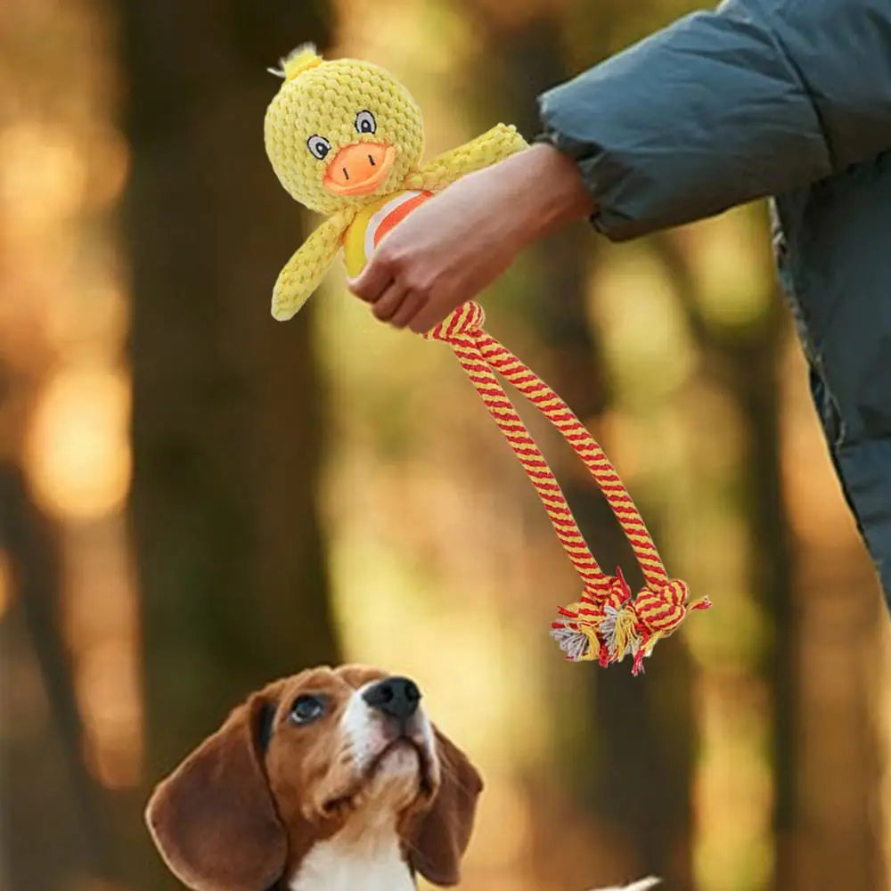 Dog Chew Toys Rope Toys Built-in Sound Dog Stuffed Toys Dog Plush Toy Bite-Resistant Squeaky Toys For Fun & Training