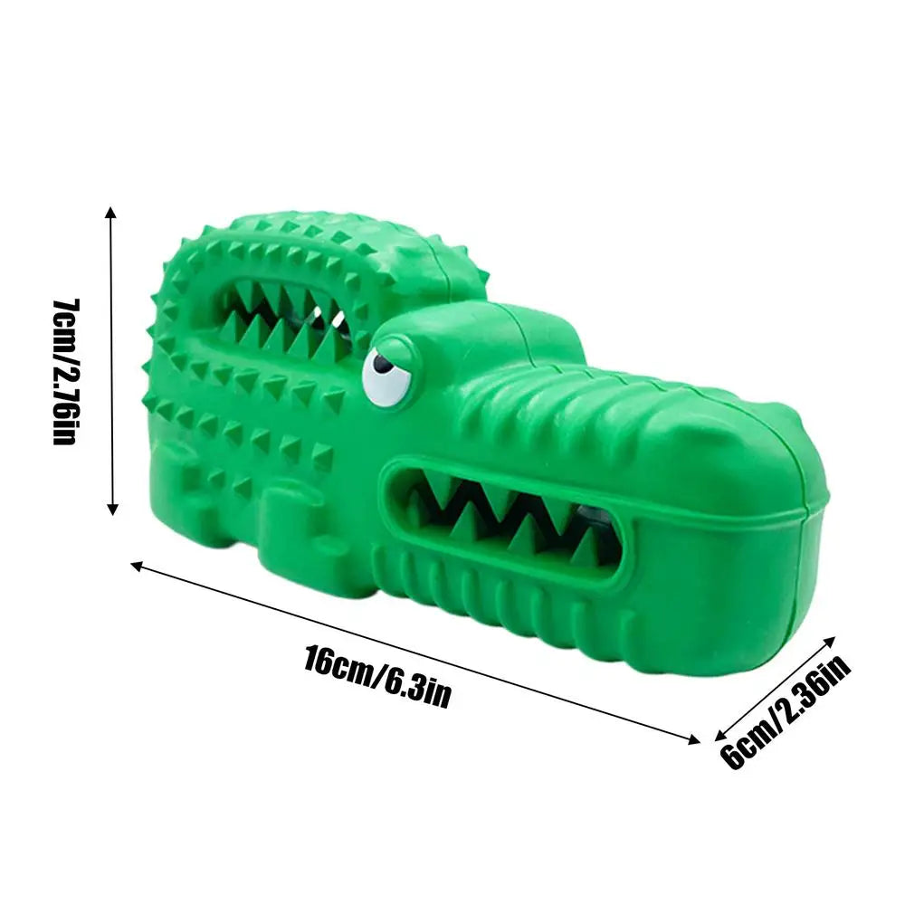 Dog Durable Chew Interactive Toy Rubber Alligator Tooth Cleaning Point Massage Pet Toothbrush Molar Pet Supplies with Squeaker