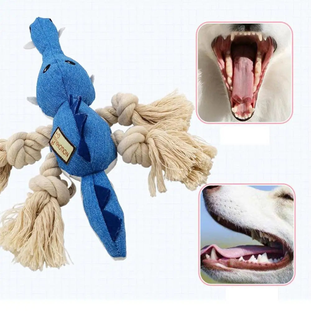 Pet Teething Toy Interactive Dog Chew Toy Cotton Rope Knot Dog Grinding Toys For Medium Dog Bite-Resistant Squeaky Dog Toy