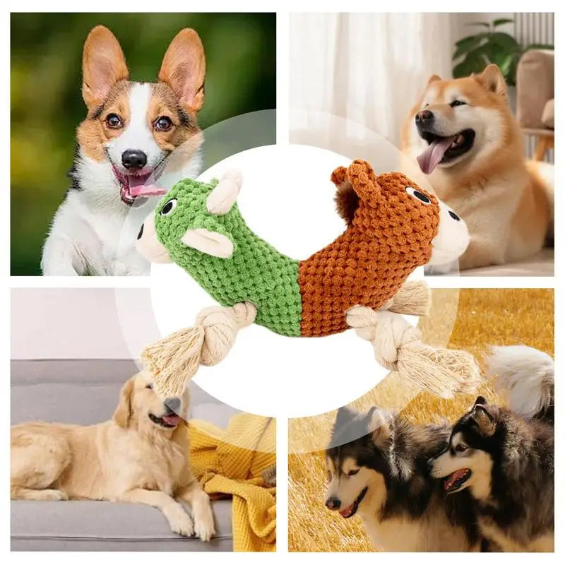 Cotton Rope Dog Chew Toy Pet Puppy Double Headed Tugging Cotton Toy Bull-Horse Head Figure For Small To Large Dogs Teeth