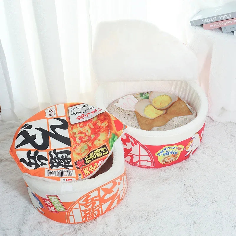 Noodle-Shaped Fleece-Lined Pet Bed Warm Breathable Detachable Round Cat Nest Flip Cover Four Seasons Universal Dog Kennel Puppy