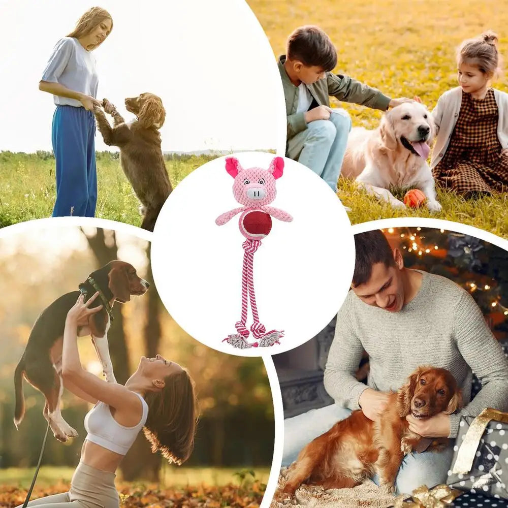 Dog Chew Toys Rope Toys Built-in Sound Dog Stuffed Toys Dog Plush Toy Bite-Resistant Squeaky Toys For Fun & Training