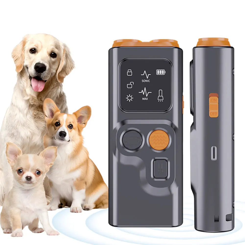Rechargeable Ultrasonic Dog Repeller with LED Flashlight for Effective Bark Deterrent and Dog Training