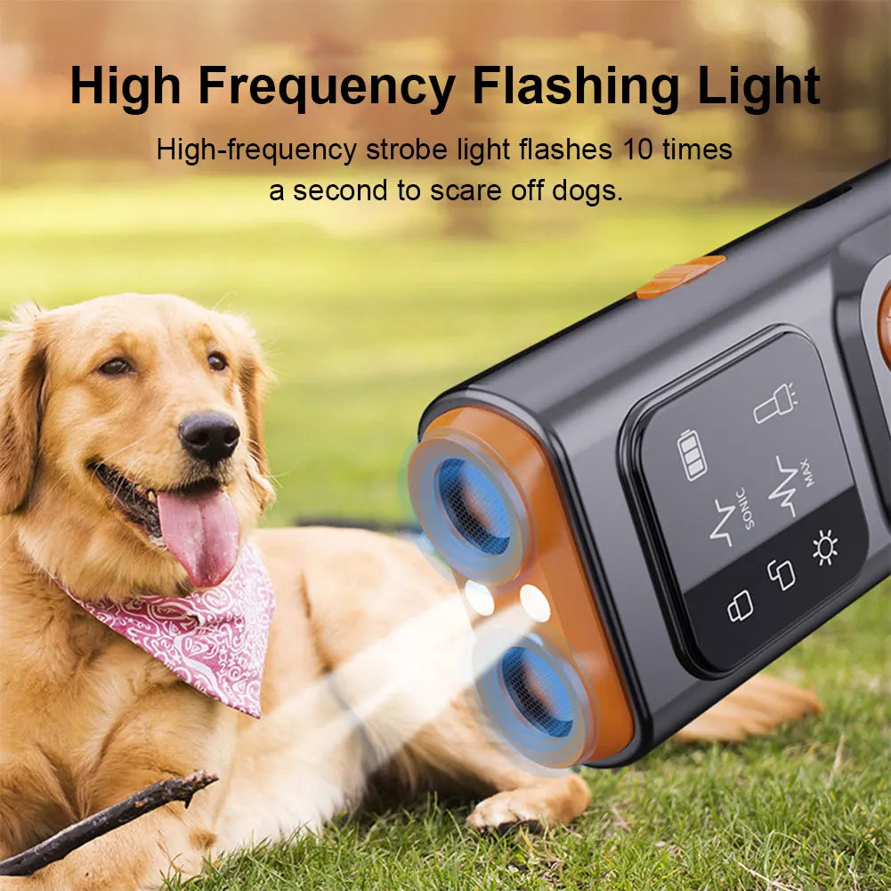 Rechargeable Ultrasonic Dog Repeller with LED Flashlight for Effective Bark Deterrent and Dog Training