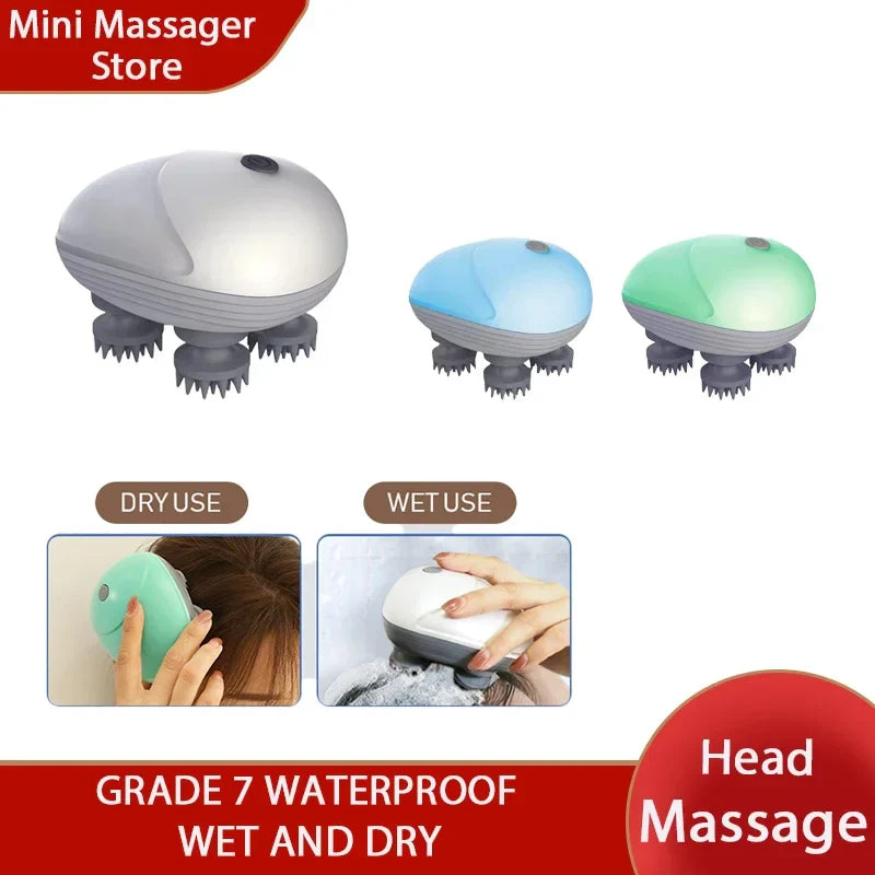 Head massager with automatic kneading, suitable for body relaxation and scalp care.