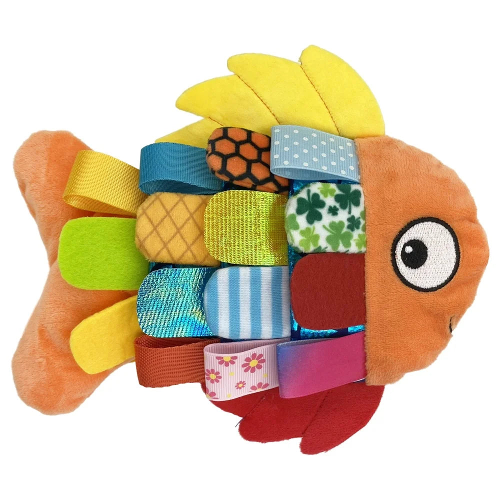 Plush Flappy Fish Dog Toy with Crinkle and Squeaker Interactive Chew Toy Dogs with Foraging Loops Textured Fun