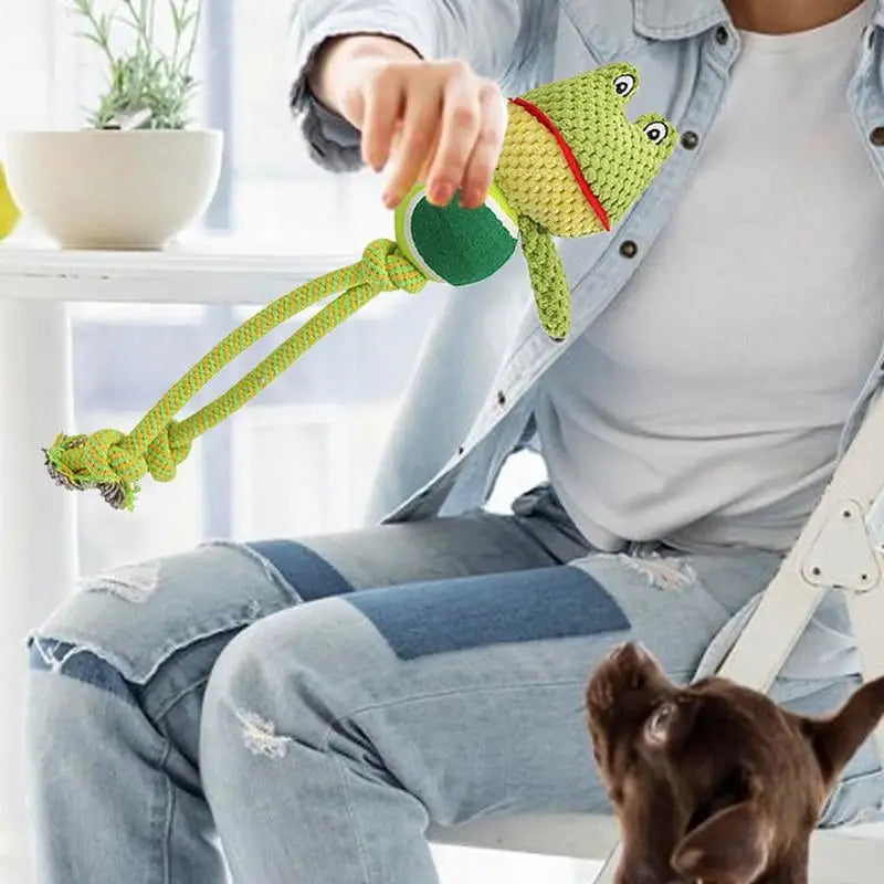 Dog Chew Toys Rope Toys Built-in Sound Dog Stuffed Toys Dog Plush Toy Bite-Resistant Squeaky Toys For Fun & Training