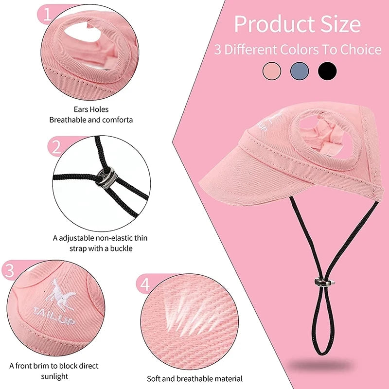 Dog Cap Adjustable Puppy Baseball Hat With Ear Holes Outdoor Sports Pet Sunhat Chihuahua French Bulldog Visor Hat Pet Supplies