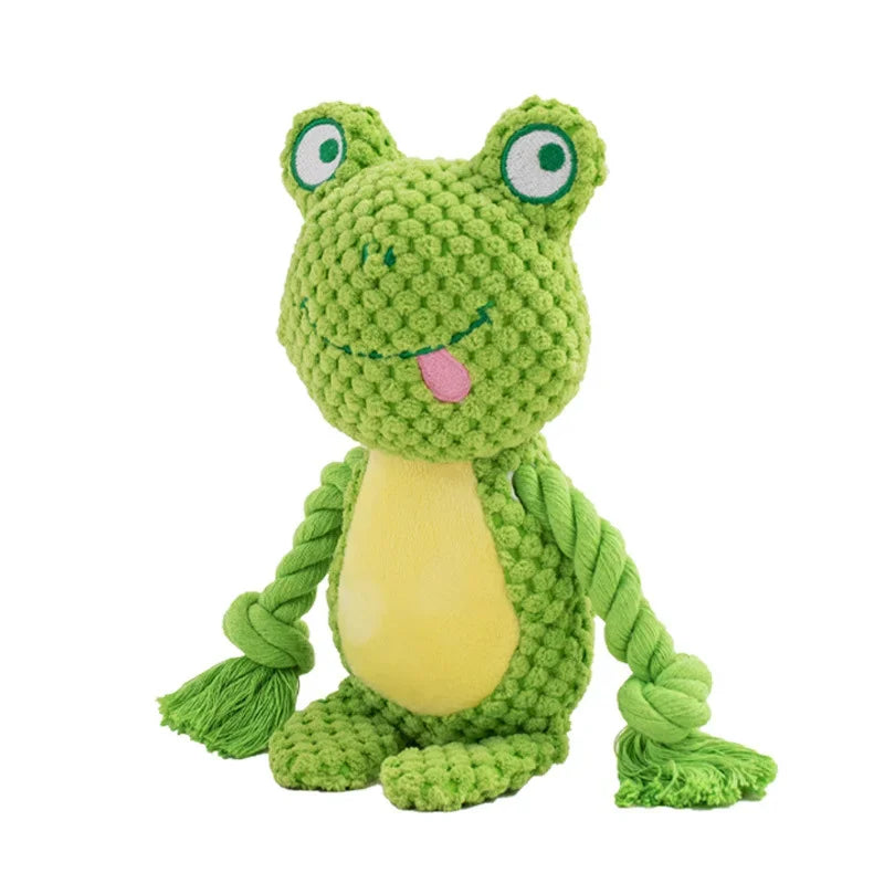 Cute Animal Rope Dog Toy Cute Plush Puppy Chew Pet Squeak Knot Toy Cartoon Rabbit Monkey
