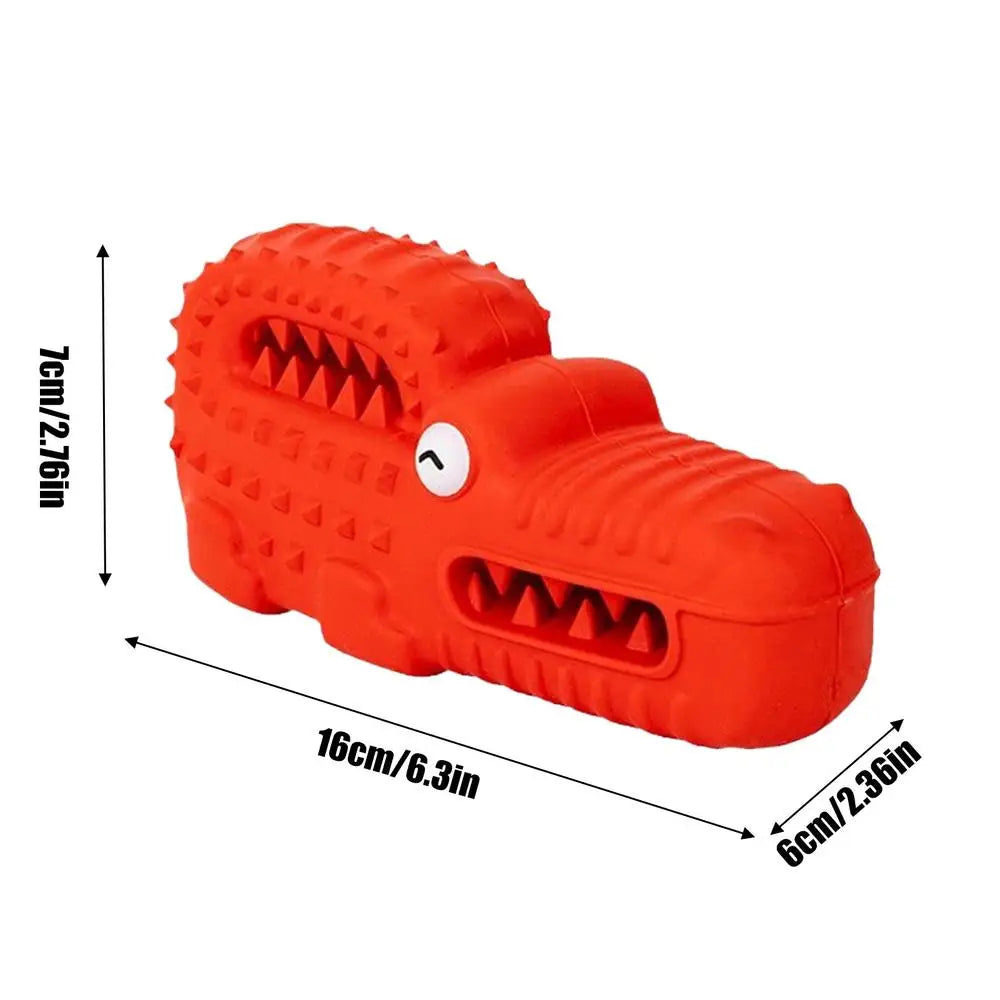 Dog Durable Chew Interactive Toy Rubber Alligator Tooth Cleaning Point Massage Pet Toothbrush Molar Pet Supplies with Squeaker