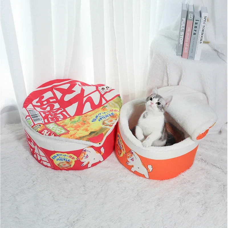 Noodle-Shaped Fleece-Lined Pet Bed Warm Breathable Detachable Round Cat Nest Flip Cover Four Seasons Universal Dog Kennel Puppy