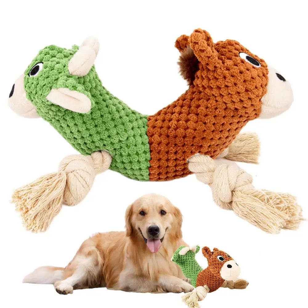 Cotton Rope Dog Chew Toy Pet Puppy Double Headed Tugging Cotton Toy Bull-Horse Head Figure For Small To Large Dogs Teeth