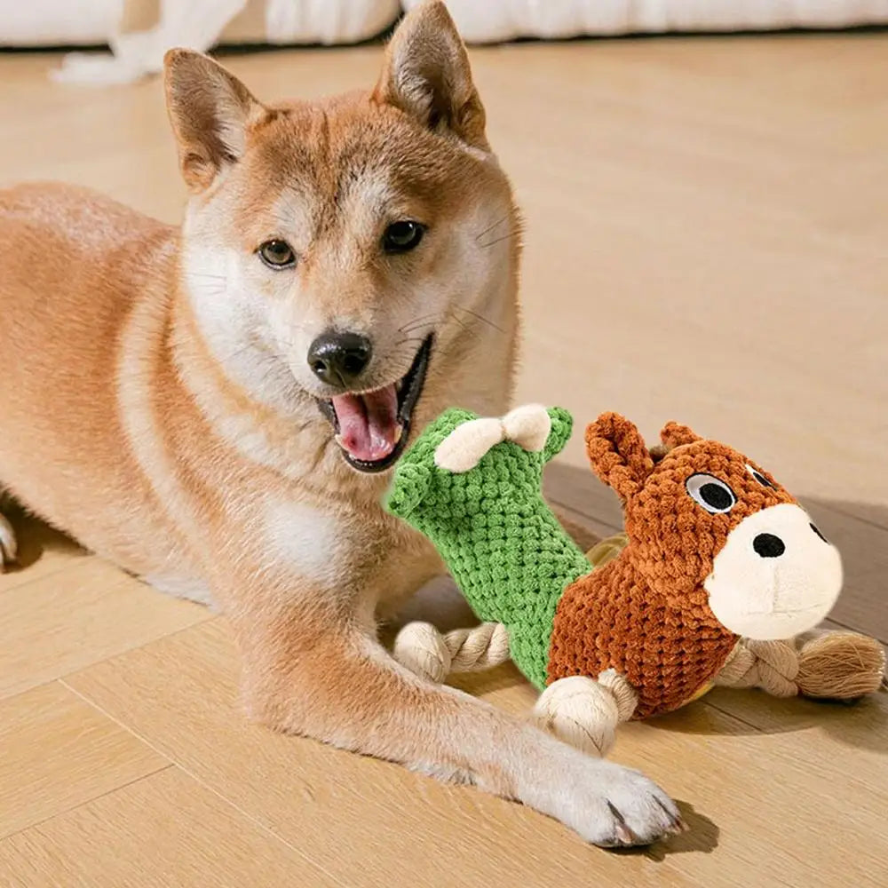 Cotton Rope Dog Chew Toy Pet Puppy Double Headed Tugging Cotton Toy Bull-Horse Head Figure For Small To Large Dogs Teeth