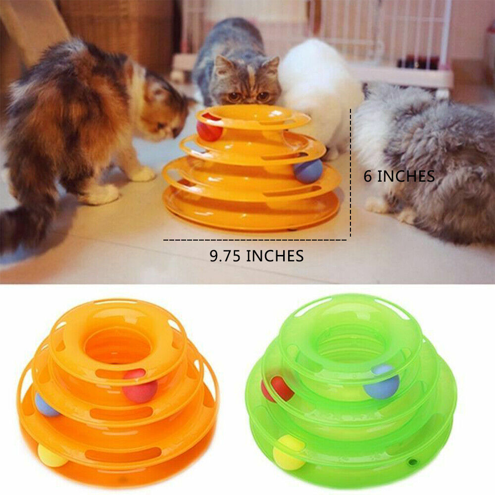 Pet Cat Crazy Ball Disk Interactive Toy with Trilaminar Design and Colorful Balls.