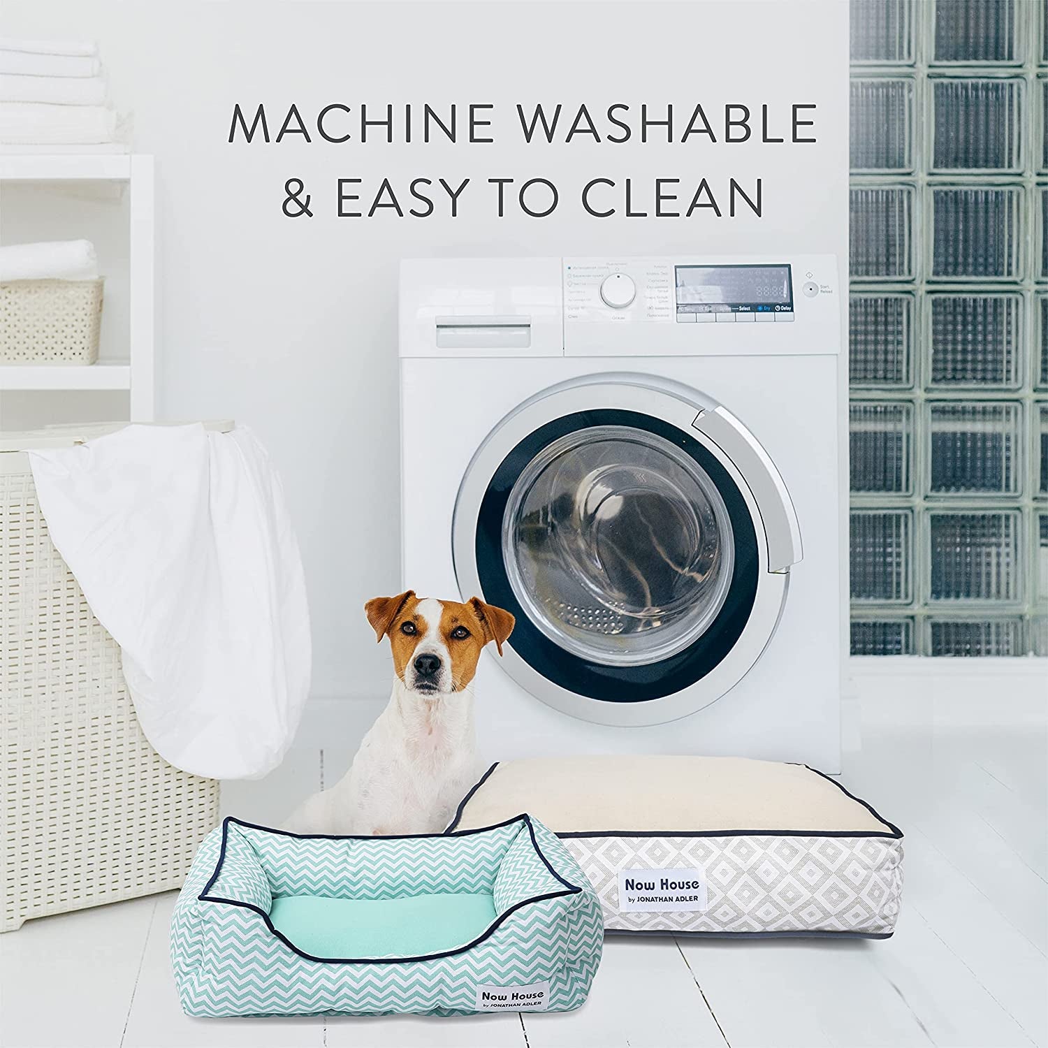 Now House for Pets by Jonathan Adler Grey Diamond Cushion Dog Bed, Medium Medium Dog Bed Washable Dog Bed for Medium Dogs by  (FF16059)