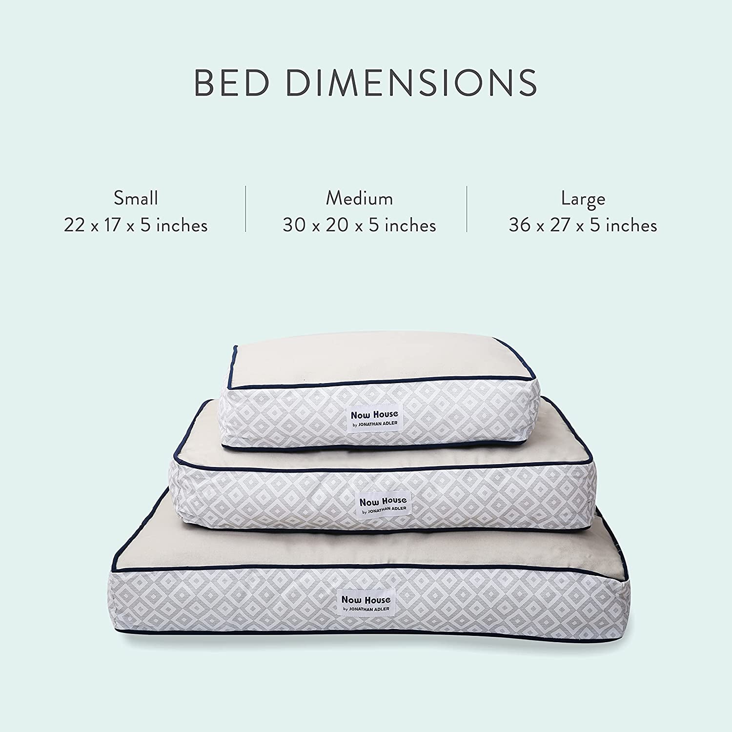 Now House for Pets by Jonathan Adler Grey Diamond Cushion Dog Bed, Medium Medium Dog Bed Washable Dog Bed for Medium Dogs by  (FF16059)